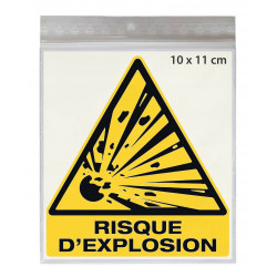 Stickers DANGER RISQUE D'EXPLOSION W002 - Taille 10 x 11 cm - Lot de 4 autocollants
