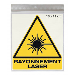 Stickers DANGER RAYONNEMENT LASER W004 - Taille 10 x 11 cm - Lot de 4 autocollants