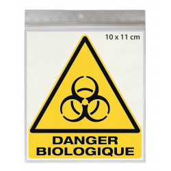 Stickers DANGER BIOLOGIQUE W009 - Taille 10 x 11 cm - Lot de 4 autocollants