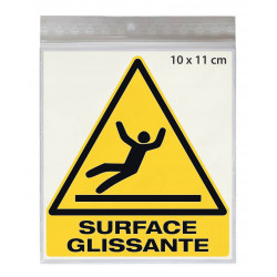 Stickers DANGER SURFACE GLISSANTE W011 - Taille 10 x 11 cm - Lot de 4 autocollants
