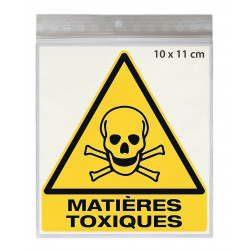 Stickers DANGER MATIÈRES TOXIQUES W016 - Taille 10 x 11 cm - Lot de 4 autocollants