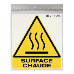 Stickers DANGER SURFACE CHAUDE W017 - Taille 10 x 11 cm - Lot de 4 autocollants