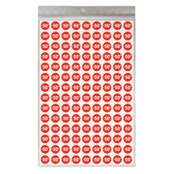 Étiquettes -50% - Pastilles rondes Ø 10 mm - 252 exemplaires