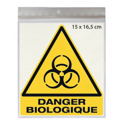 Stickers DANGER BIOLOGIQUE W009 - Taille 15 x 16,5 cm - Lot de 3 autocollants