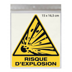 Stickers DANGER RISQUE D'EXPLOSION W002 - Taille 15 x 16,5 cm - Lot de 3 autocollants