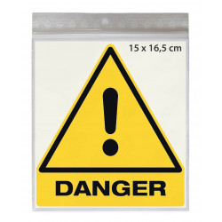 Stickers DANGER W001 - Taille 15 x 16,5 cm - Lot de 3 autocollants