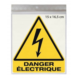 Stickers DANGER ÉLECTRIQUE W012 - Taille 15 x 16,5 cm - Lot de 3 autocollants