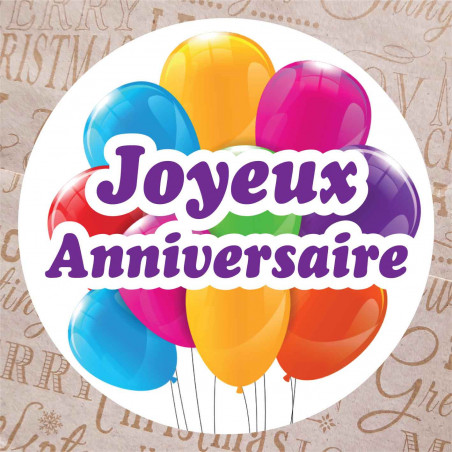 Étiquettes JOYEUX ANNIVERSAIRE - Pastilles rondes Ø 35 mm - Lot de 36 exemplaires