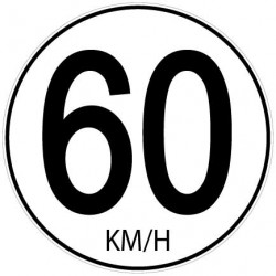 Stickers de vitesse 60 Km/h - Taille Ø 15 cm - Lot de 3 autocollants