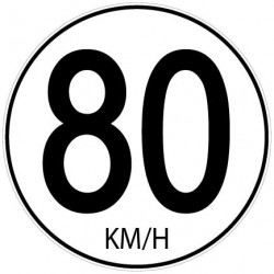 Stickers de vitesse 80 Km/h - Taille Ø 15 cm - Lot de 3 autocollants