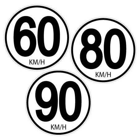 Stickers de vitesse 60 80 90 Km/h - Taille Ø 15 cm - Lot de 3 autocollants