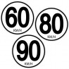 Stickers de vitesse 60 80 90 Km/h - Taille Ø 15 cm - Lot de 3 autocollants