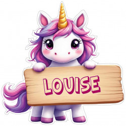 sticker licorne avec prénom personnalisé pour fille