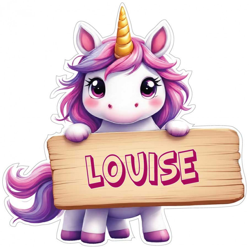 Stickers de Licorne (B) avec prénom personnalisé pour enfant (Quantité et taille au choix)