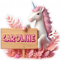 Stickers de Licorne (A) avec prénom personnalisé pour enfant (Quantité et taille au choix)