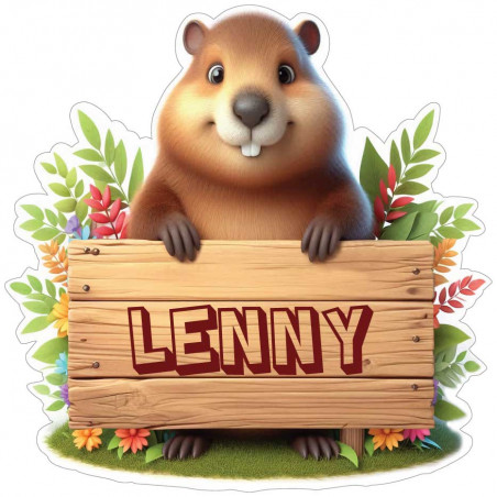 Stickers de Castor avec prénom personnalisé pour enfant (Quantité et taille au choix)