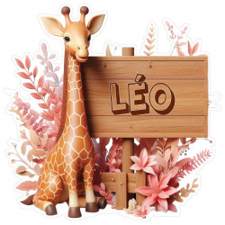Stickers de Girafe avec prénom personnalisé pour enfant (Quantité et taille au choix)