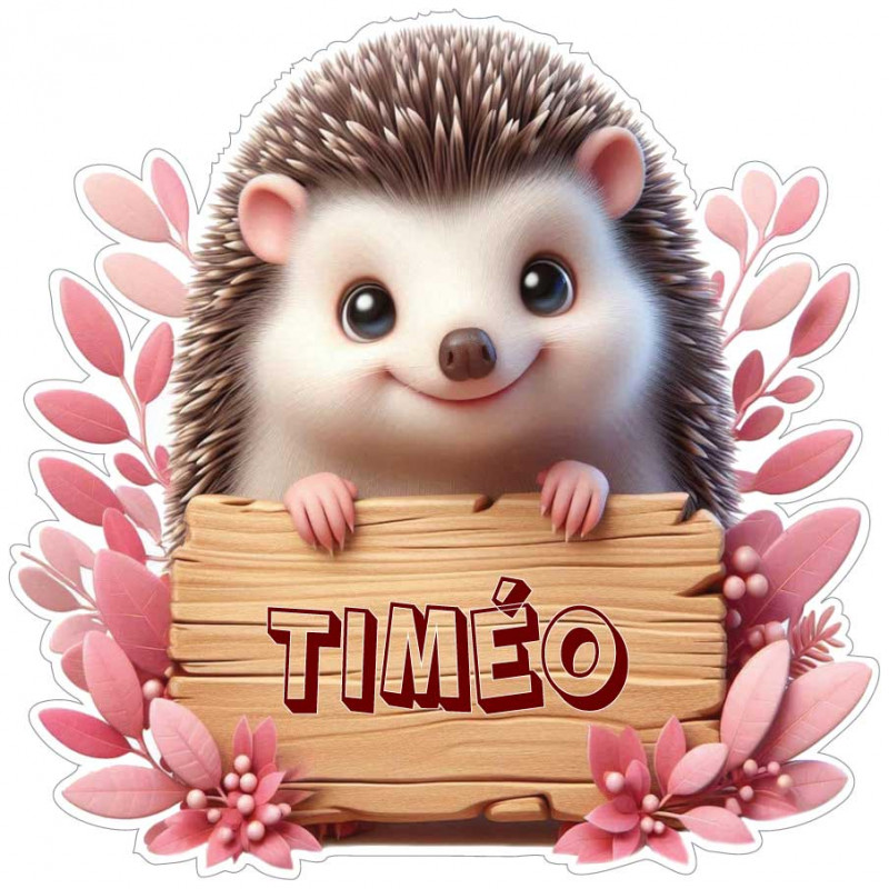 Stickers de Hérisson avec prénom personnalisé pour enfant (Quantité et taille au choix)
