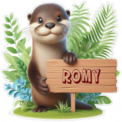 Stickers de Loutre avec prénom personnalisé pour enfant (Quantité et taille au choix)