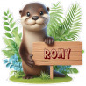 Stickers de Loutre avec prénom personnalisé pour enfant (Quantité et taille au choix)