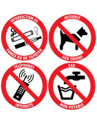 Stickers d’interdiction. Autocollants de signalétique sécurité