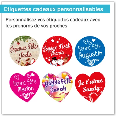 Etiquettes cadeaux à personnaliser avec vos prénoms