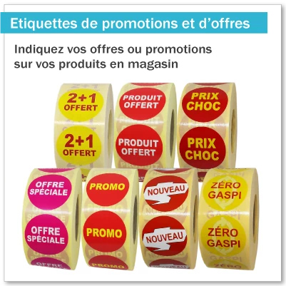 Etiquettes adhésives d'offres et de promotions