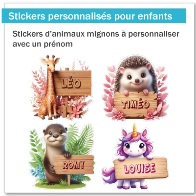 Stickers d'animaux mignons pour affaires scolaires et chambres d'enfants