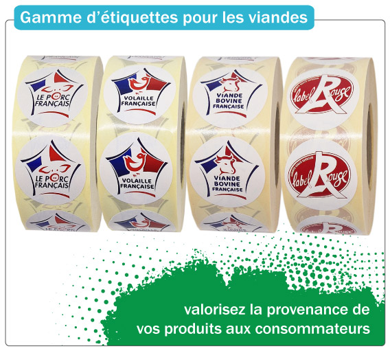 Etiquettes adhésives provenance des viandes et labels
